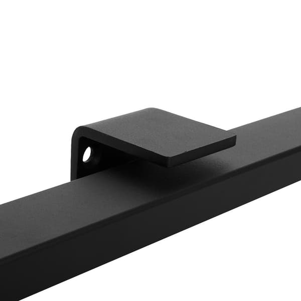 Design håndliste sort rektangulær - 120 cm + 2 holdere