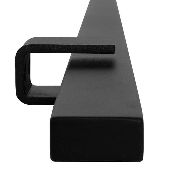Design håndliste sort rektangulær - 120 cm + 2 holdere