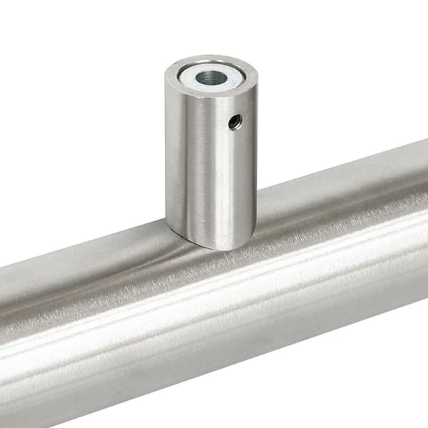 Rustfrit stål design gelænder 120 cm med 2 holdere - Børstet