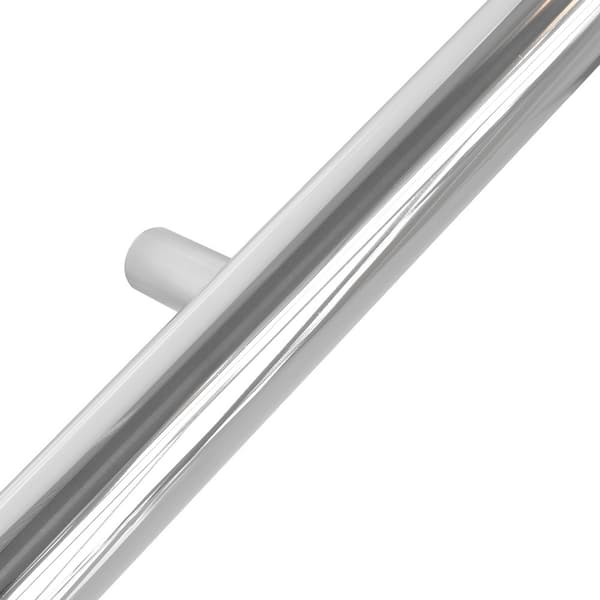 Rustfrit stål design gelænder 100 cm + 2 holdere - Poleret