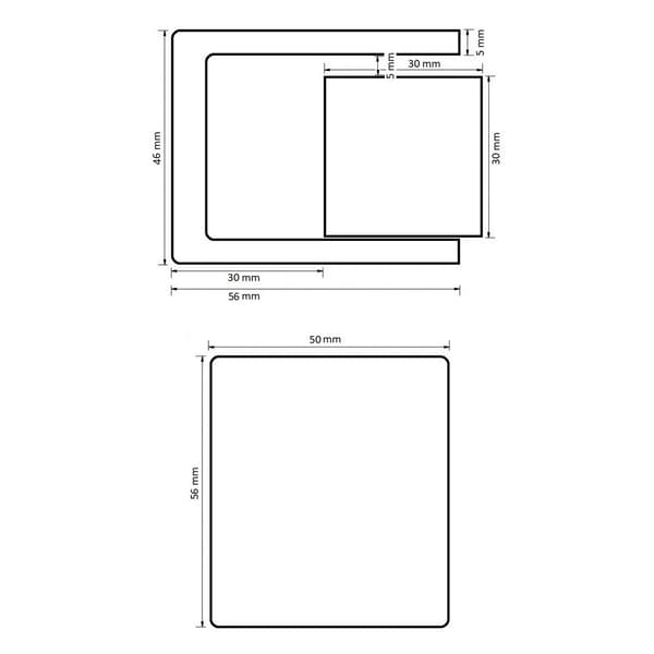 Design håndliste sort firkant - 90 cm + 2 holdere