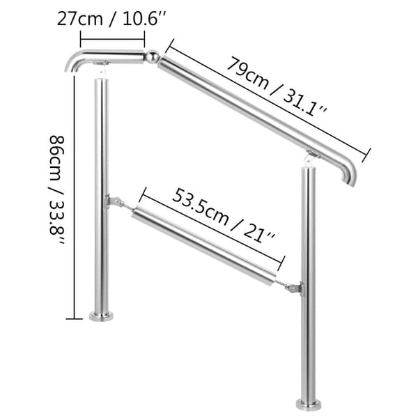 Ruostumaton Teräskaide Sarja - 3-5 Askelmaa, 0-60° Säädettävä, Maks. 100 kg Kuormitus
