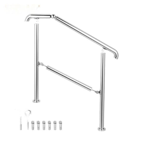 Ruostumaton Teräskaide Sarja - 3-5 Askelmaa, 0-60° Säädettävä, Maks. 100 kg Kuormitus Silver 3 Step
