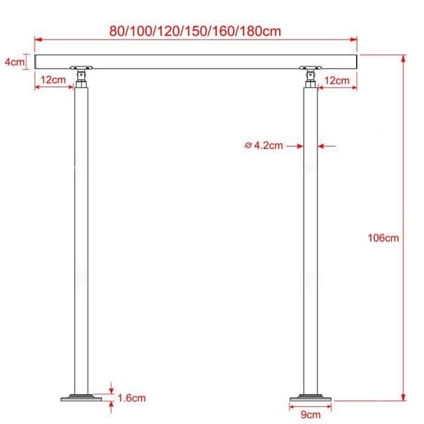 XMTECH Trappräcke i rostfritt stål, 0 stång 160cm Räcke Ledstång Balustrade, för Trappräcke Balkong