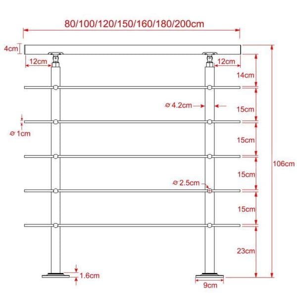 Trappsteg i rostfritt stål - XMTECH - 180cm - Robust och hållbar - Inomhus &amp; utomhus