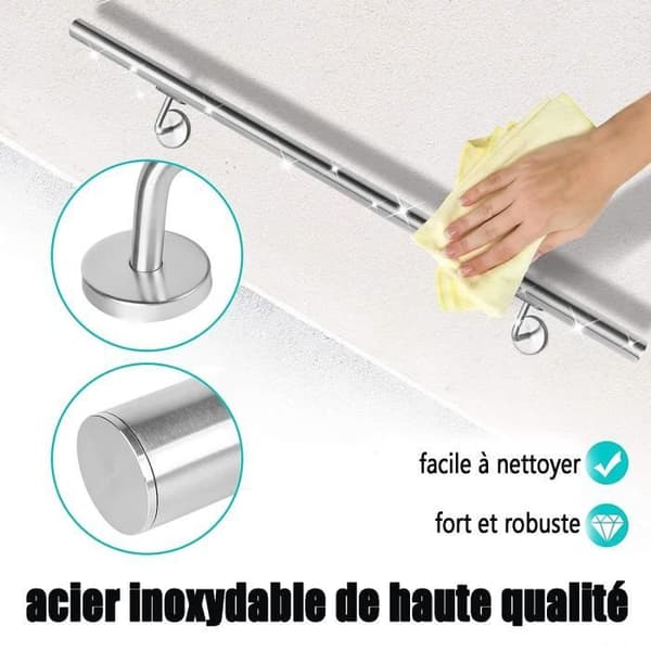 LZQ 120cm rostfritt stål ledstång trappräcke väggmonterad ledstång trapp väggfäste, utomhus med väggfästen fäste