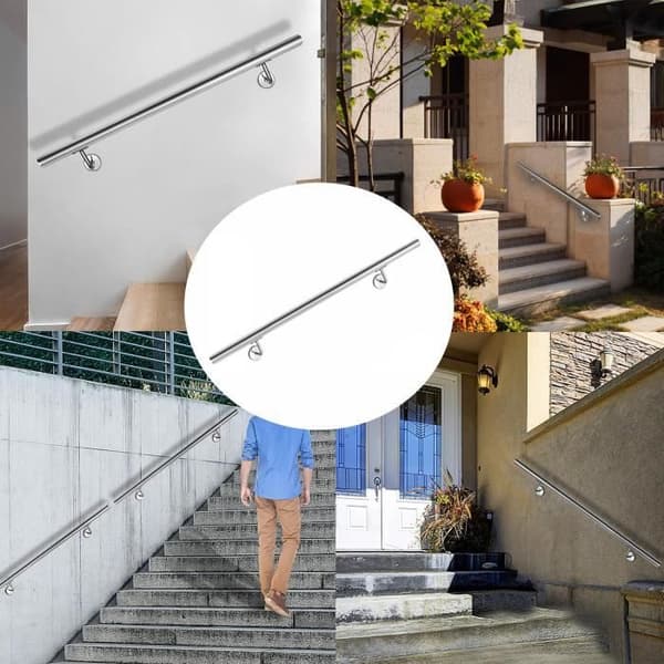 LZQ 100cm rostfritt stål ledstång trappräcke väggmonterad ledstång trapp väggfäste, utomhus med väggfästen fäste