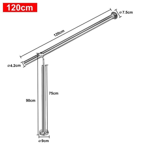 LZQ rostfritt stålräcke - Ledstång för trappor - Utomhus inomhus - 120cm