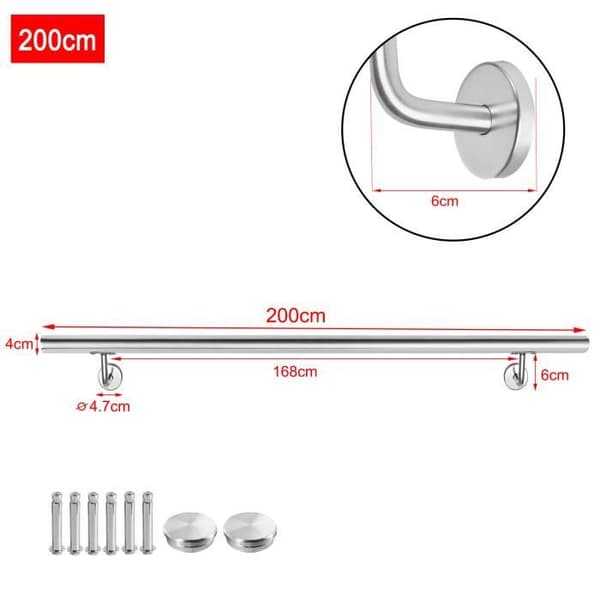 FENSTERSTÖD - LZQ - 200 cm - Rostfritt stål - Inomhus &amp; utomhus - Väggfästen