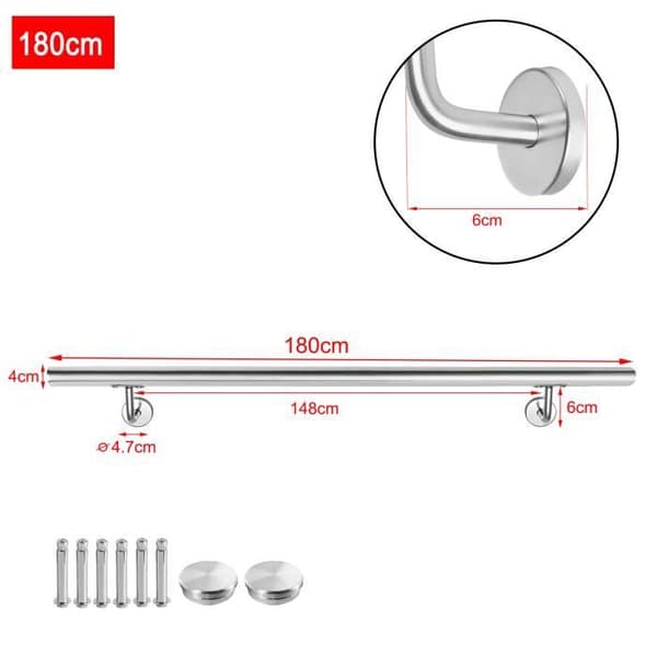 FENSTERSTÖDSTRÄNG - LZQ - 180 cm - Rostfritt stål - Inomhus &amp; utomhus - Väggfästen