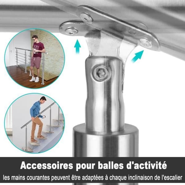 Huvudledare i rostfritt stål för trappa Balustrad balkong - LZQ - 200cm - Robust och hållbar