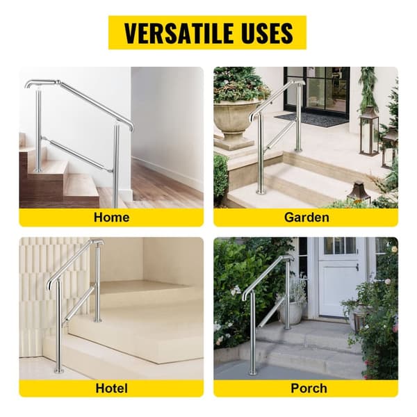 200kg lastkapacitet 2-3 steg ledstång i rostfritt stål, robust konstruktion, hög stabilitet, 0-45° justerbar vinkel, lätt att montera