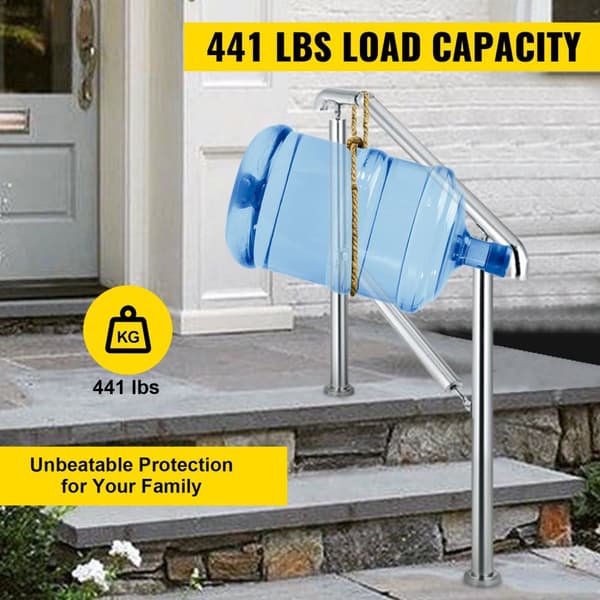 200kg lastkapacitet 4-5 steg ledstång i rostfritt stål, robust konstruktion, hög stabilitet, 0-45° justerbar vinkel, lätt att montera