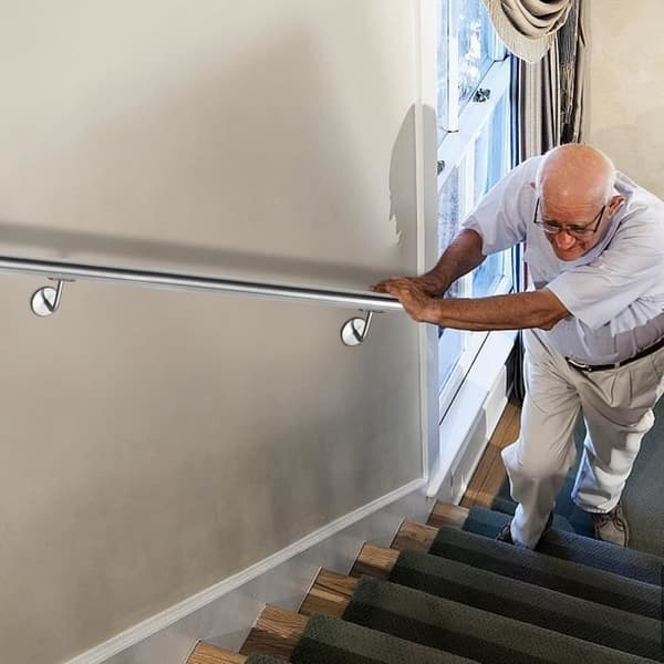 YUENFONG Väggtrappräcke i rostfritt stål 100 cm ledstång för inomhus- och utomhusbruk