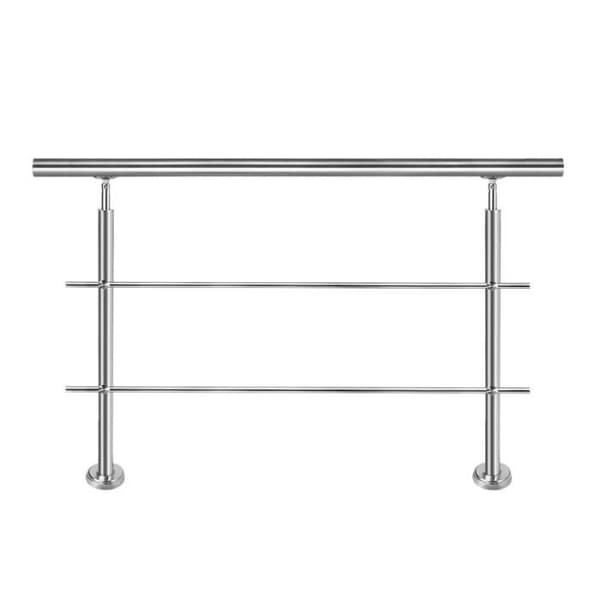 YUENFONG Trappräcke i rostfritt stål för trappor, balkong, inomhus och utomhus, Silver (160 cm, med 2 skenor)