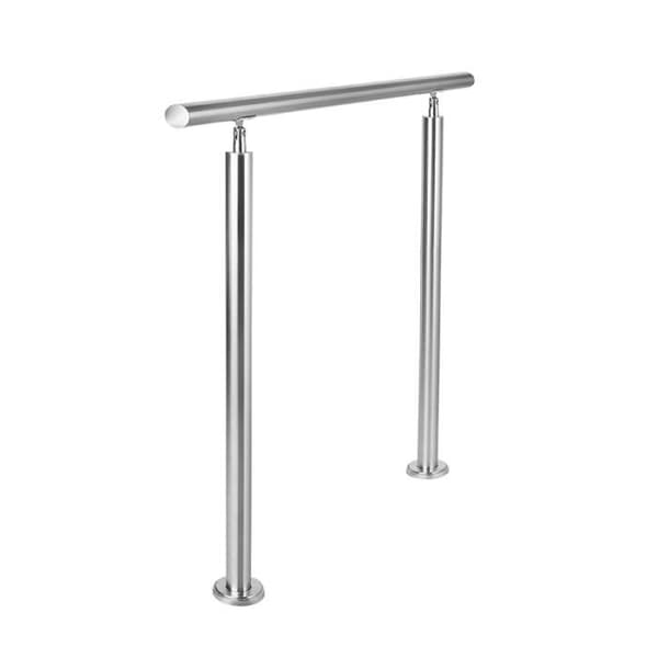 YUENFONG Trappräcke i rostfritt stål för trappor, balkong, inomhus och utomhus, Silver (180 cm, med 0 skenor)