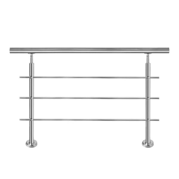 YUENFONG Trappräcke i rostfritt stål för trappor, balkong, inomhus och utomhus, Silver (180 cm, med 3 skenor)