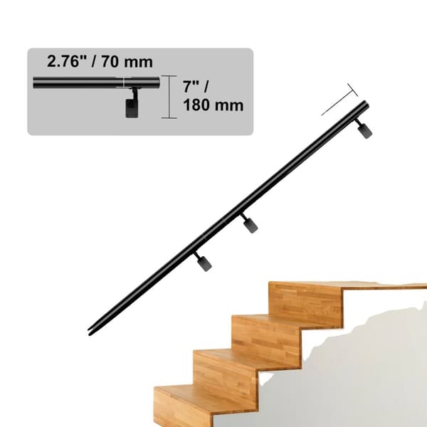 Gelænder, trappegelænder, forbedret stabilitet, ergonomisk design,4 fod 7 ft