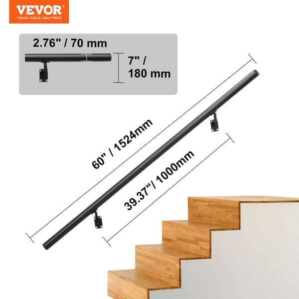 Gelænder, trappegelænder, forbedret stabilitet, ergonomisk design,4 fod