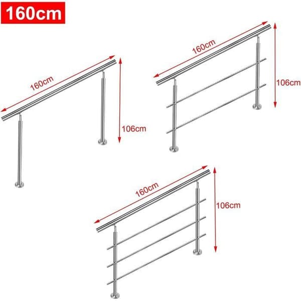 Trappsteg - LARS360 - 160 cm - Rostfritt stål - Inomhus &amp; utomhus - 3 tvärstag