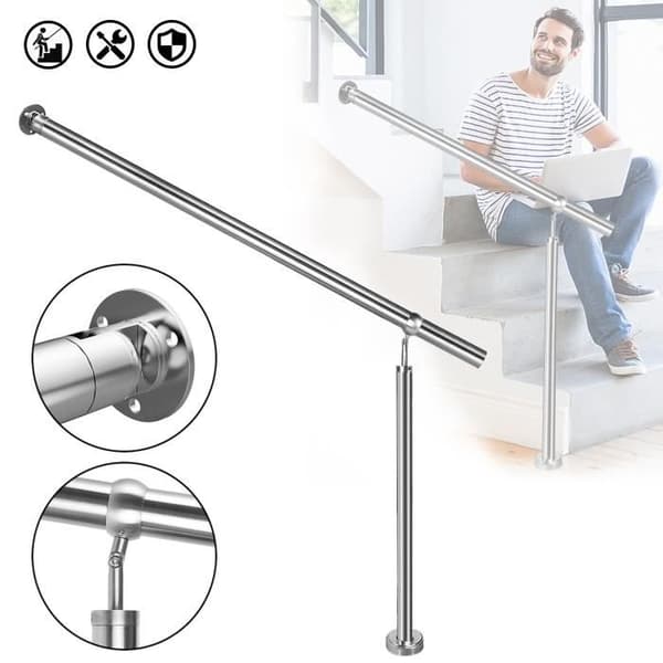 LARS360 Ledstång i rostfritt stål Trappräcke Väggräcke För inomhus- och utomhustrappa 150x90cm