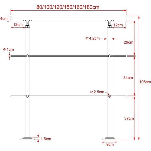 Trappa ramp - LARS360 - 100 cm - Rostfritt stål - Inomhus &amp; utomhus - Elegant räcke