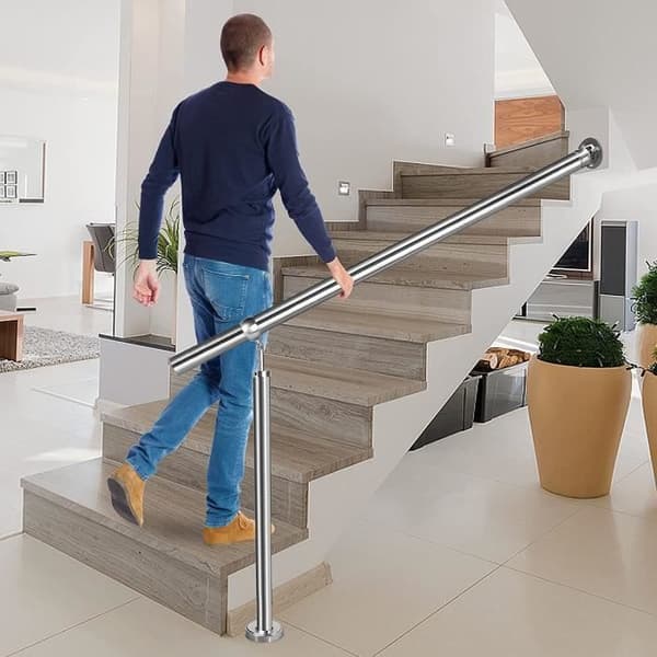 LARS360 Ledstång i rostfritt stål Trappräcke Väggräcke För inomhus- och utomhustrappa 180x90cm