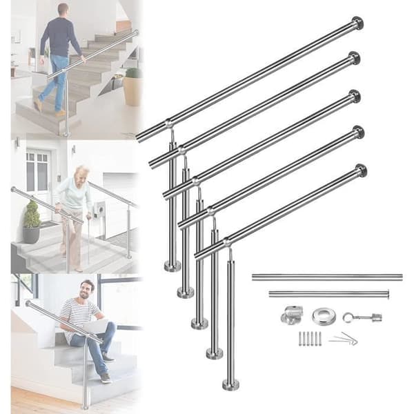 LARS360 Ledstång i rostfritt stål Trappräcke Väggräcke För inomhus- och utomhustrappa 180x90cm