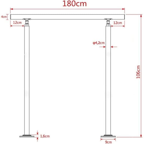 LARS360 trappräcke - 180cm - Rostfritt stål - Inomhus &amp; utomhus