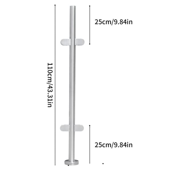 Glasbalustrade rækværkspost, rustfrit stål 316, 42 mm rørdiameter,Mellemsøjle