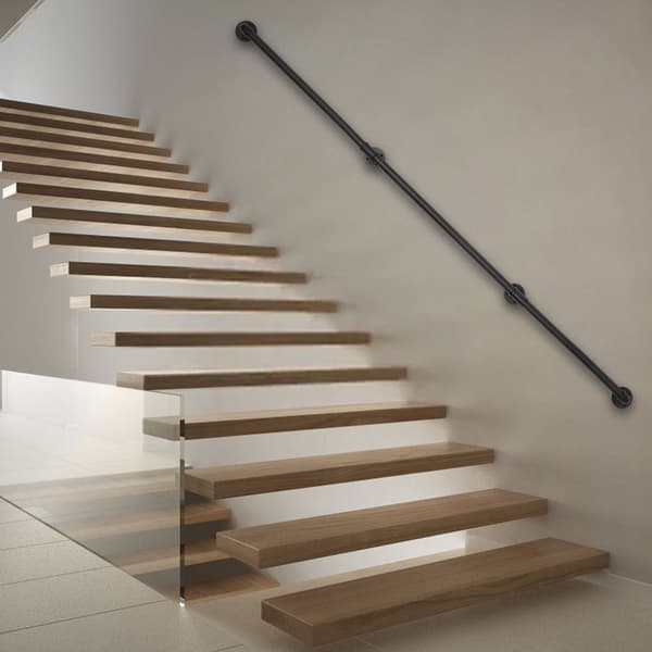 Håndliste, 12FT længde, robust galvaniseret jern, moderne stil
