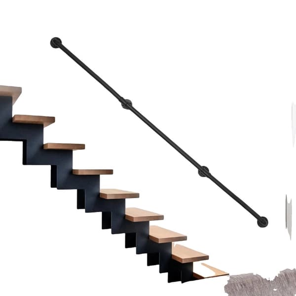 Håndliste, 12FT længde, robust galvaniseret jern, moderne stil