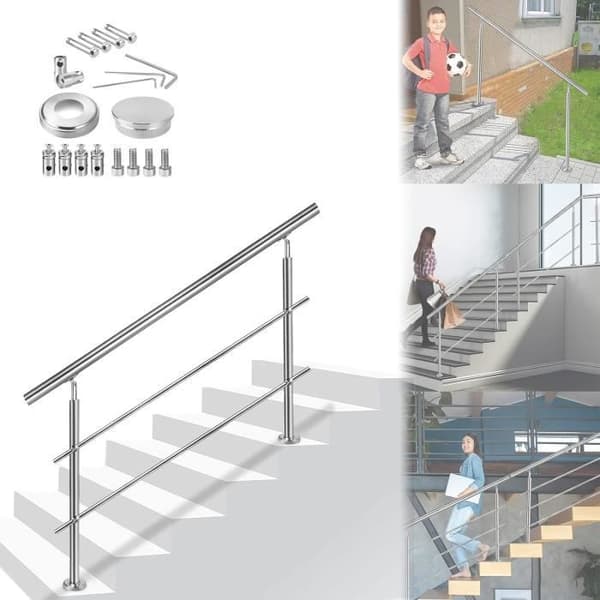 Trappa ramp - LARS360 - 120 cm - Rostfritt stål - Inomhus &amp; utomhus - 2 tvärstag