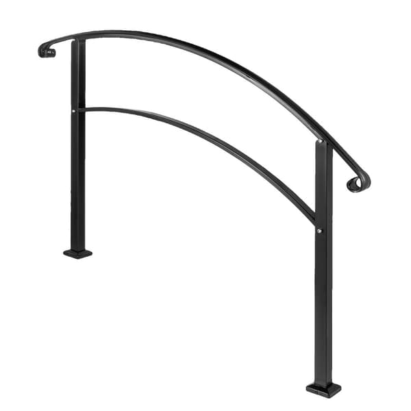 Smedet jernsgelænder, 3 trin højde, rustfrit og nemt at installere,Sort 5Ft Black 5Ft