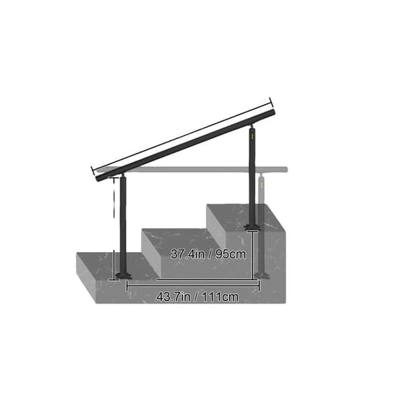 Trappe Gelænder Kit, Aluminium Materiale, 0-5 Trin,Sort 5 fod Black 5Ft