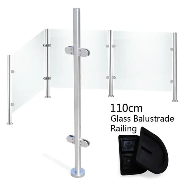 Glasrækværkspost, Holdbart Rustfrit Stål, Stabilt Design, Alsidigt til Indendørs/Udendørs Brug