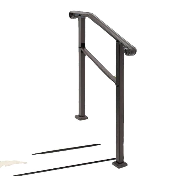 Utomhus Steg Handtag, 3 Stegs Design, Hållbar Kolfiberstål, Modern Mörkbrun Yta