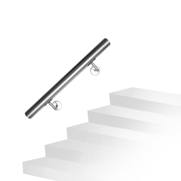 V?ggmonterad trappr?cke 50 cm?�C Handr?cke i st?l, metallr?cke 42 mm med v?ggf?sten f?r barn och ?ldre, inomhus & utomhus.