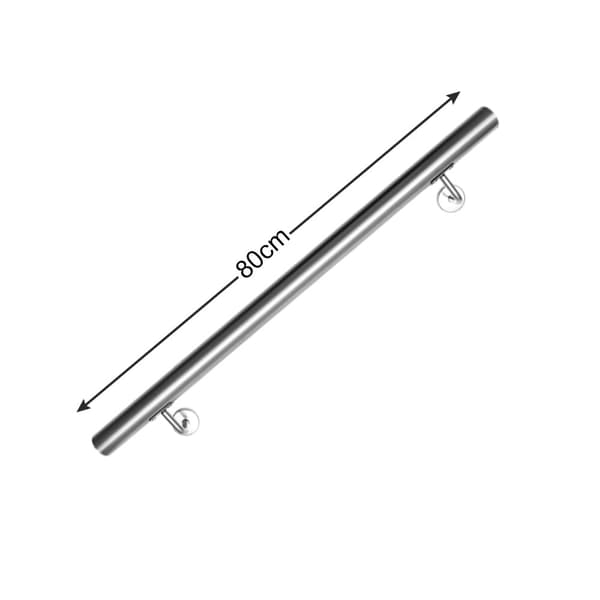V?ggmonterad trappr?cke 80 cm?�C Handr?cke i st?l, metallr?cke 42 mm med v?ggf?sten f?r barn och ?ldre, inomhus & utomhus.