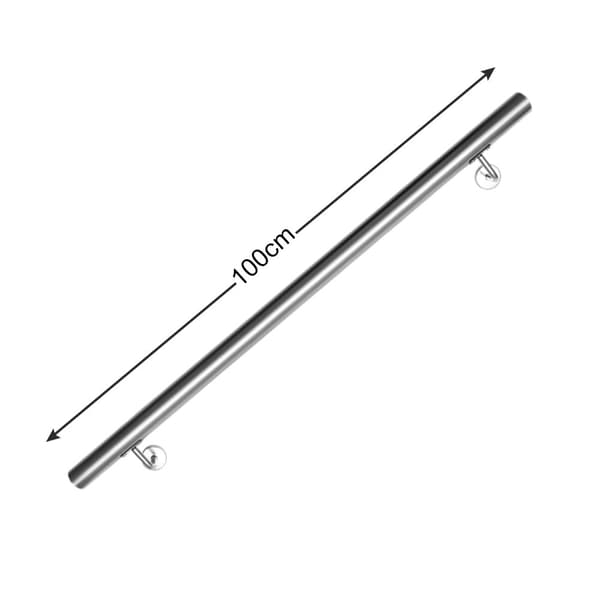 V?ggmonterad trappr?cke 100 cm?�C Handr?cke i st?l, metallr?cke 42 mm med v?ggf?sten f?r barn och ?ldre, inomhus & utomhus.