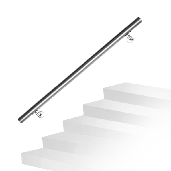 V?ggmonterad trappr?cke 100 cm?�C Handr?cke i st?l, metallr?cke 42 mm med v?ggf?sten f?r barn och ?ldre, inomhus & utomhus.