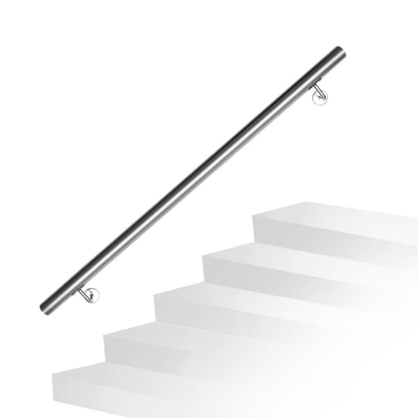 V?ggmonterad trappr?cke 110 cm?�C Handr?cke i st?l, metallr?cke 42 mm med v?ggf?sten f?r barn och ?ldre, inomhus & utomhus.