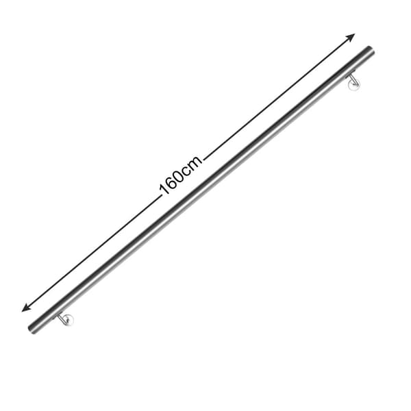 V?ggmonterad trappr?cke 160 cm?�C Handr?cke i st?l, metallr?cke 42 mm med v?ggf?sten f?r barn och ?ldre, inomhus & utomhus.