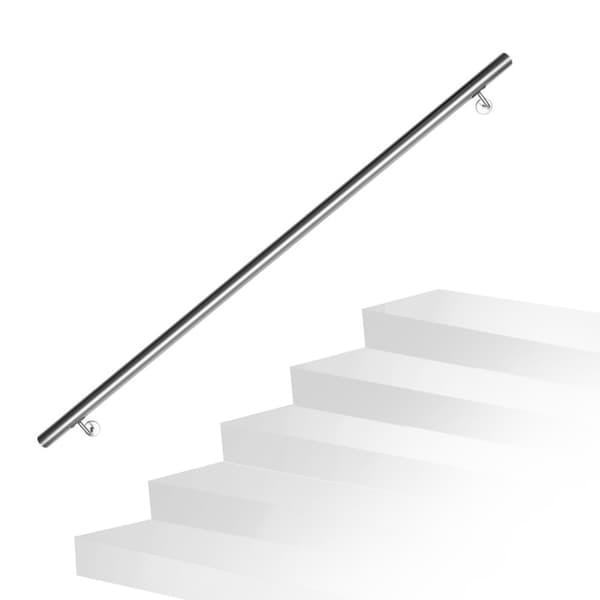 V?ggmonterad trappr?cke 160 cm?�C Handr?cke i st?l, metallr?cke 42 mm med v?ggf?sten f?r barn och ?ldre, inomhus & utomhus.