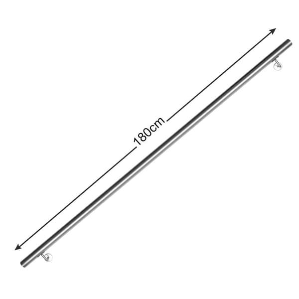 V?ggmonterad trappr?cke 180 cm?�C Handr?cke i st?l, metallr?cke 42 mm med v?ggf?sten f?r barn och ?ldre, inomhus & utomhus.