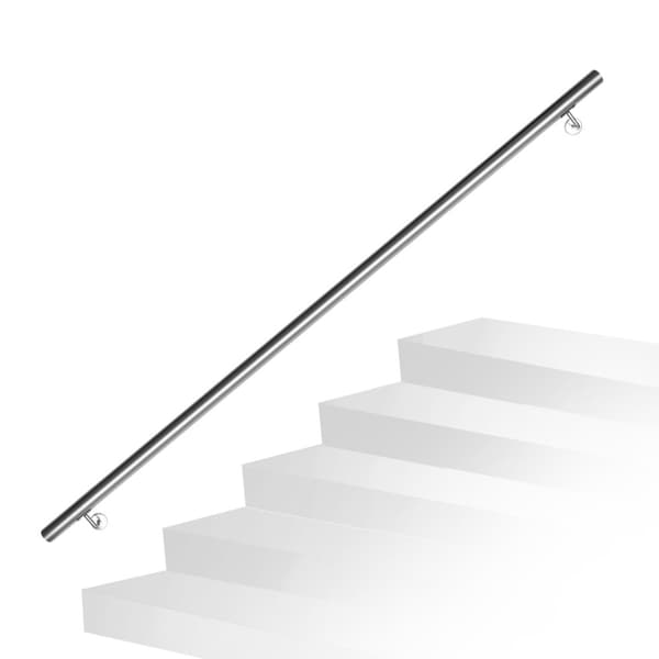 V?ggmonterad trappr?cke 180 cm?�C Handr?cke i st?l, metallr?cke 42 mm med v?ggf?sten f?r barn och ?ldre, inomhus & utomhus.