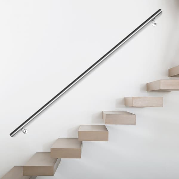 V?ggmonterad trappr?cke 200 cm?�C Handr?cke i st?l, metallr?cke 42 mm med v?ggf?sten f?r barn och ?ldre, inomhus & utomhus.