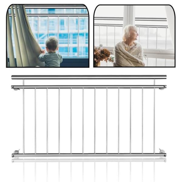 YUENFONG Balkongräcke Balustrad i rostfritt stål fönster räcke 156 x 90 cm