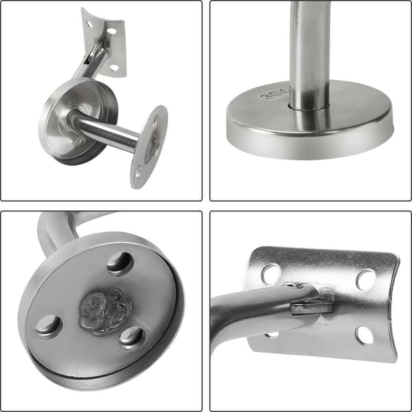 Set med 5 vinklade ledstångsfästen 304 rostfritt stål ledstångsfästen för ledstänger silver väggmonteringsfäste
