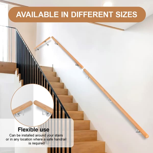 Bokhandledare 120cm rund trähandledare upp till 2 meter med metallankare Balustrade